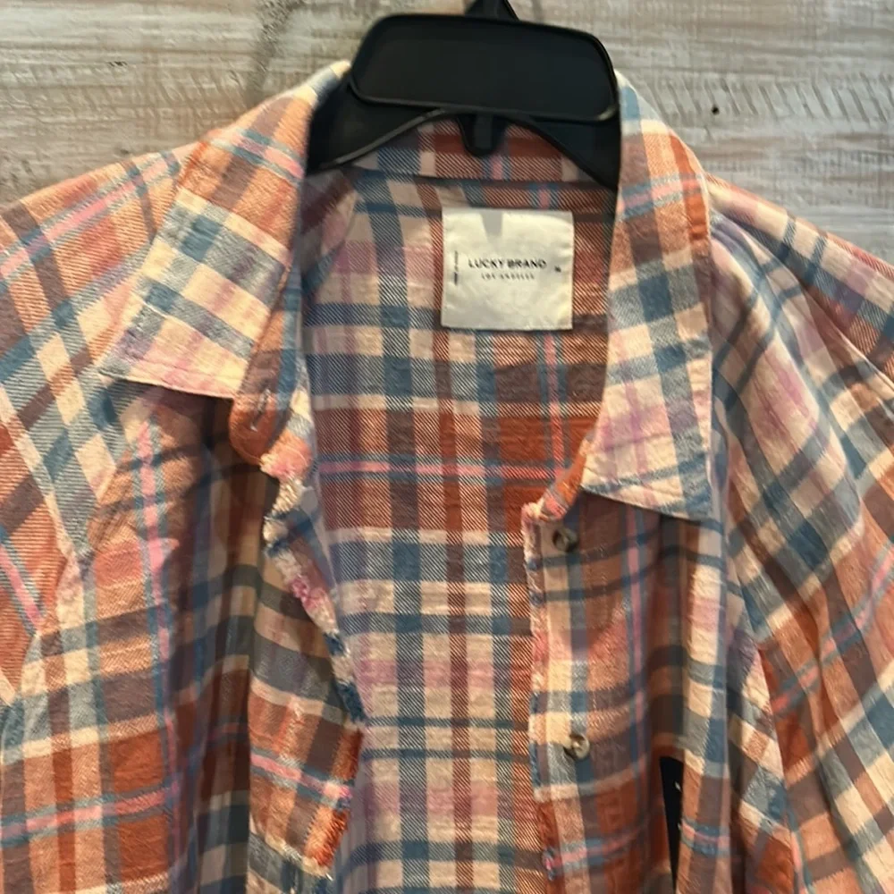 NWT LUCKY BRAND Multi colored plaid flannel size M - Picture 2 of 5
